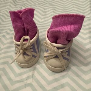 Cabbage Patch Kids Designer Line White and Purple Lace shoes with/pink socks